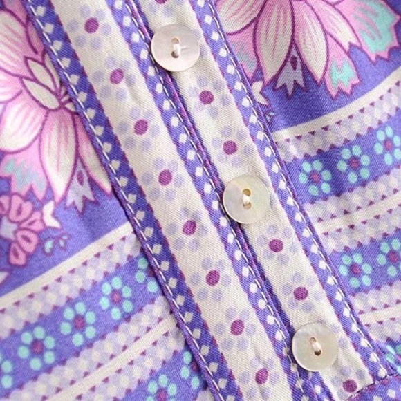 Poinciana Gown DRESS Lilac Floral Maxi MIDI Blue - Picture 7 of 8